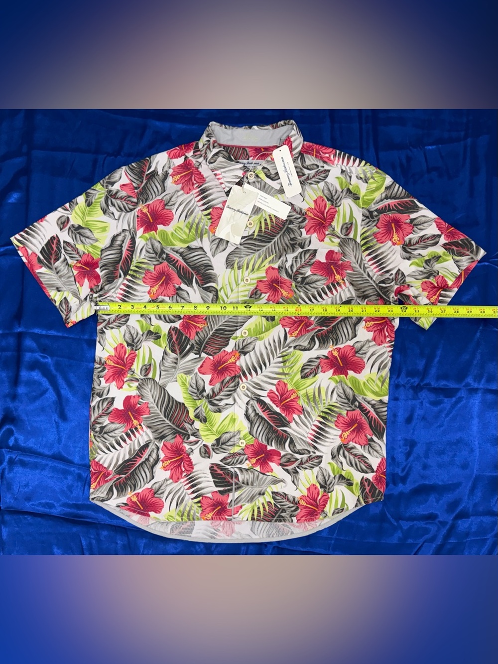 Tommy Bahama The Coconut Point Hibiscus Shores Summer Gray Floral Men’s Large - Picture 8 of 11